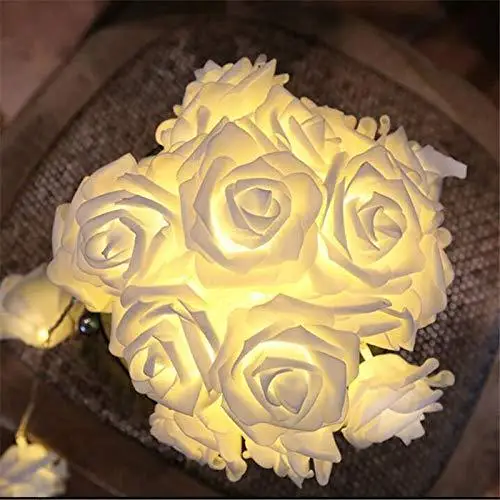 Battery Operated 10 LED Rose Artificial Flower Garland String Lights for Wedding Holiday Decor Valentine's Day Gift Fairy Light