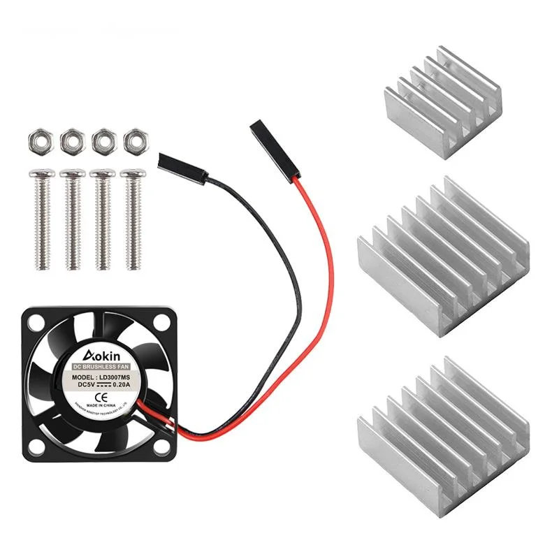 

For Raspberry Pi 3 B+ Brushless CPU Cooling Fan DC 5V with 3 Pcs Aluminum Heatsinks for Raspberry Pi 3b, 2b, Pi Model