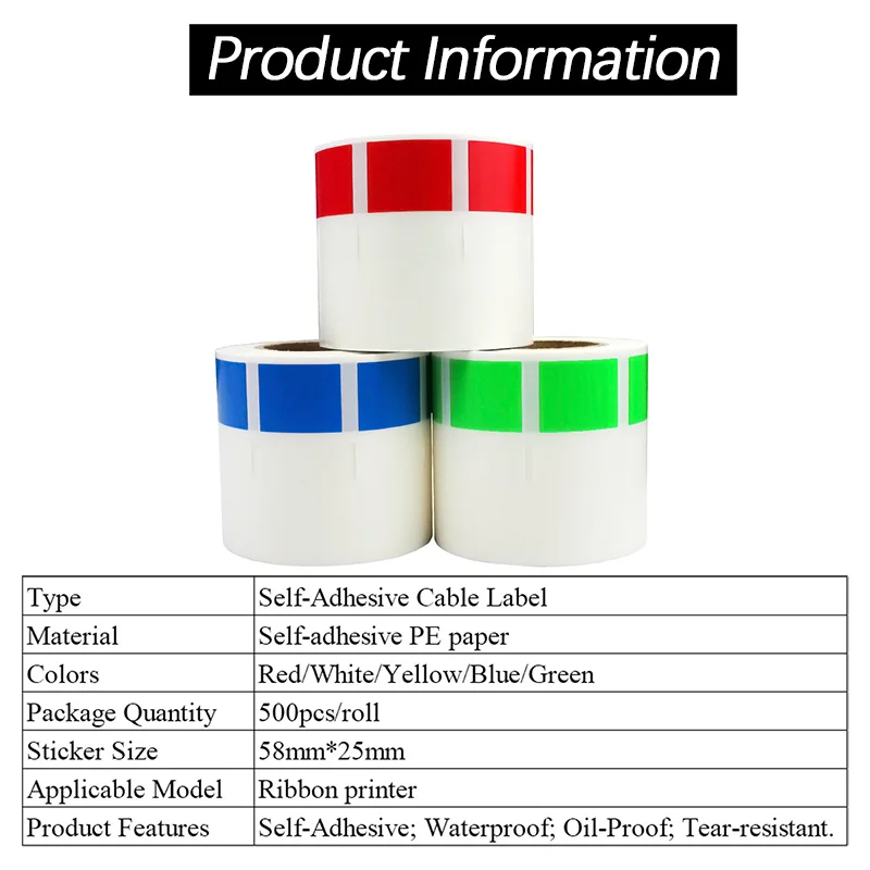 500Pcs/roll Cable Management Sticker Self Adhesive PC Network Wire Cord Cable Tie Label Sticker Marking Marker Tool Tag  58*25mm