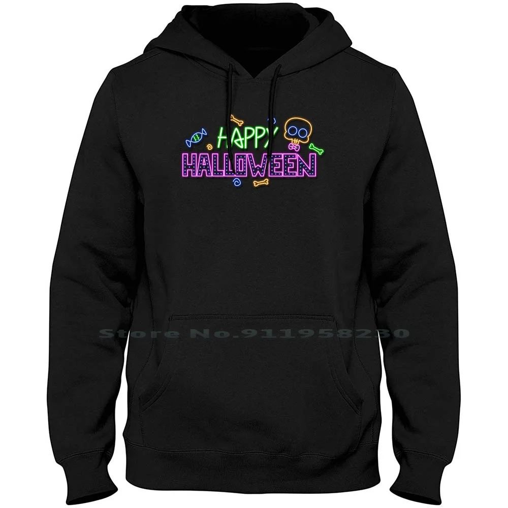 

Cheerful Halloween Neon Signs Hoodie Sweater Cotton Illustration Halloween Cheerful Popular Trend Signs Party Sign Neon Hall Neo