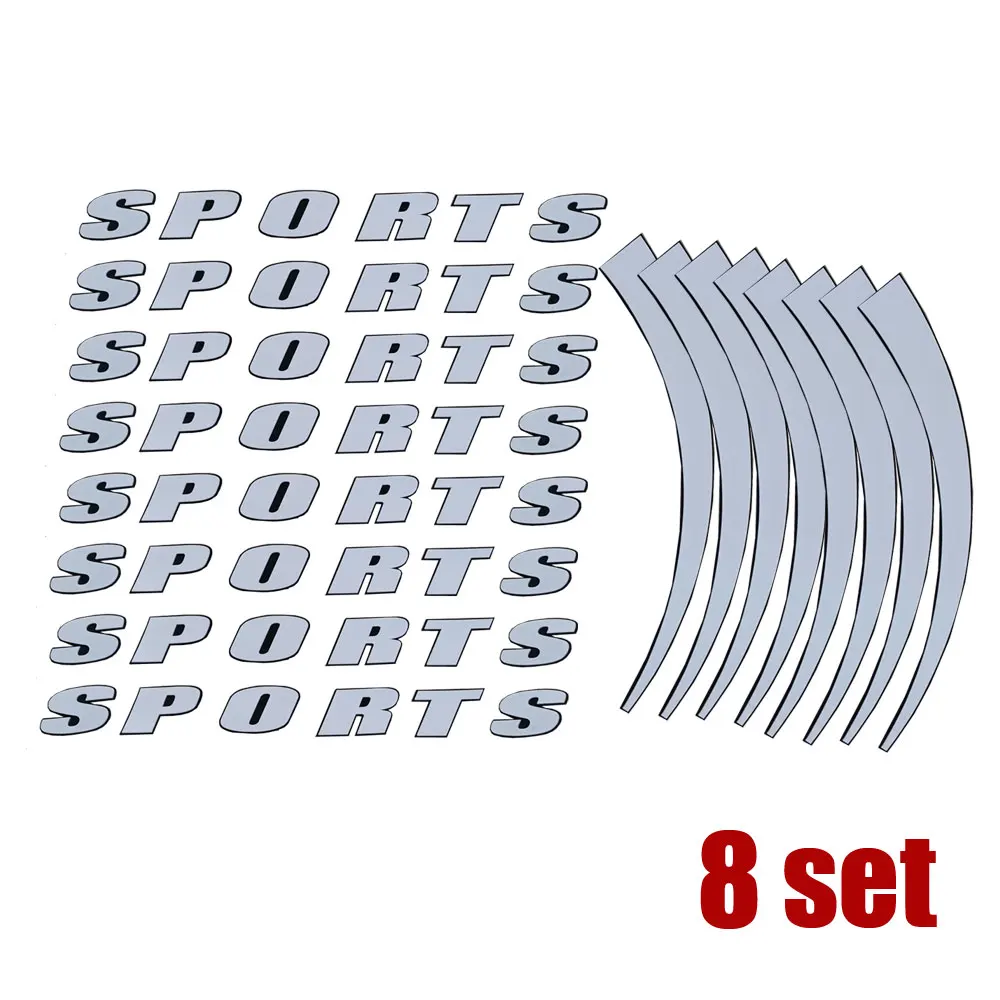 

8Pcs Set Car Wheel Hub Stickers SPORTS Automobile DIY Styling Vinyl Decals Car Exterior Accessories for 14"-22" Wheel