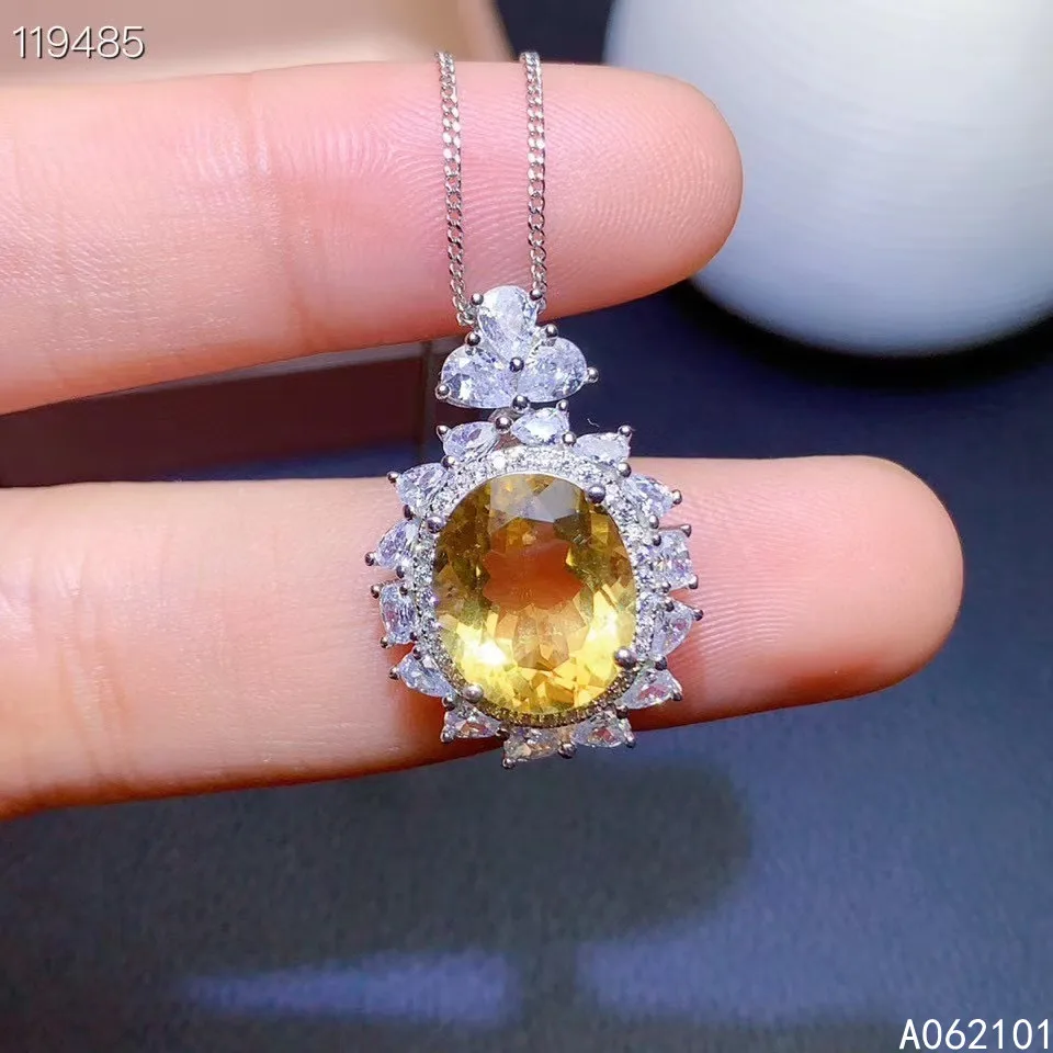 

KJJEAXCMY fine Jewelry 925 Sterling Silver Citrine Girl new popular Pendant Necklace Chinese style hot selling