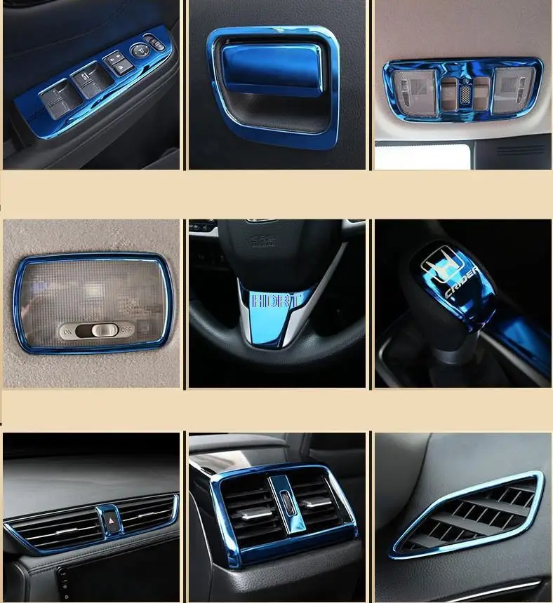 For Honda Crider / Envix 2019 Car air outlet instrument steering wheel modification bright strip Stainless steel Blue Interiors