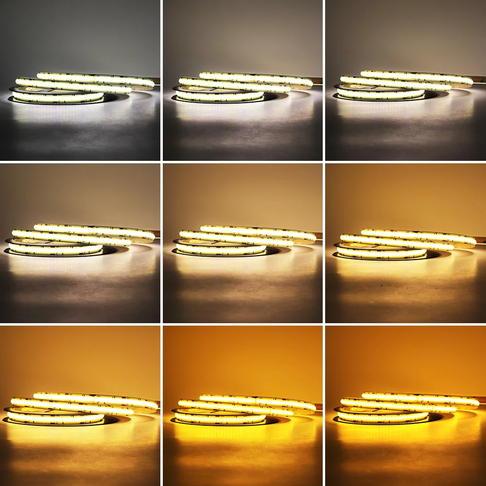 5mm CCT COB LED Strip 12V 24V 3 Wire 2700~·6500K Color Temperature Dimmable CRI 90 Super Thin LED Tape Light for House Decor