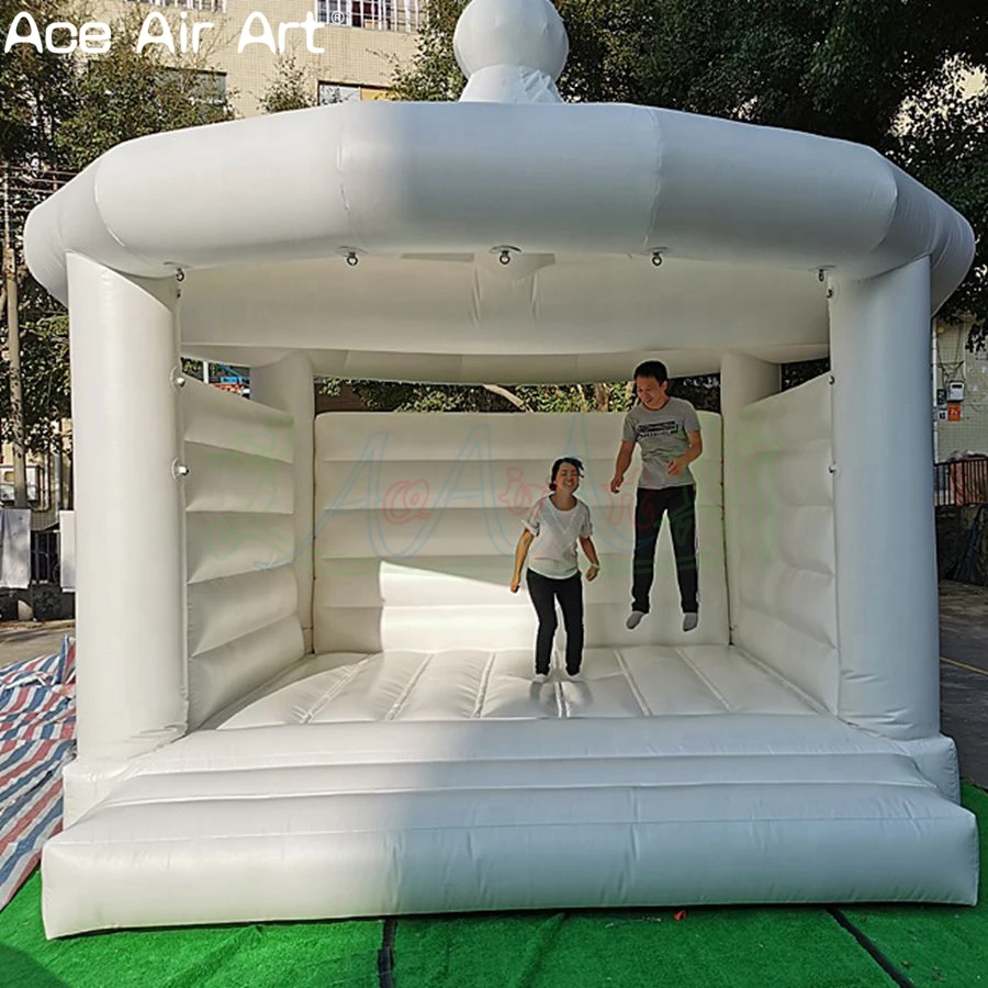 

Inflatable Wedding Bounce House White Dome Jumping Castle With Air Blower For Inside Outdoor Made By Ace Air Art