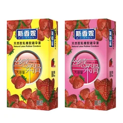 10 Pcs/Box Strawberry Flavor Condoms Sex Products Women Vaginal Stimulation Condom Men Full Oil Ultra-thin Smooth Penis Sleeve