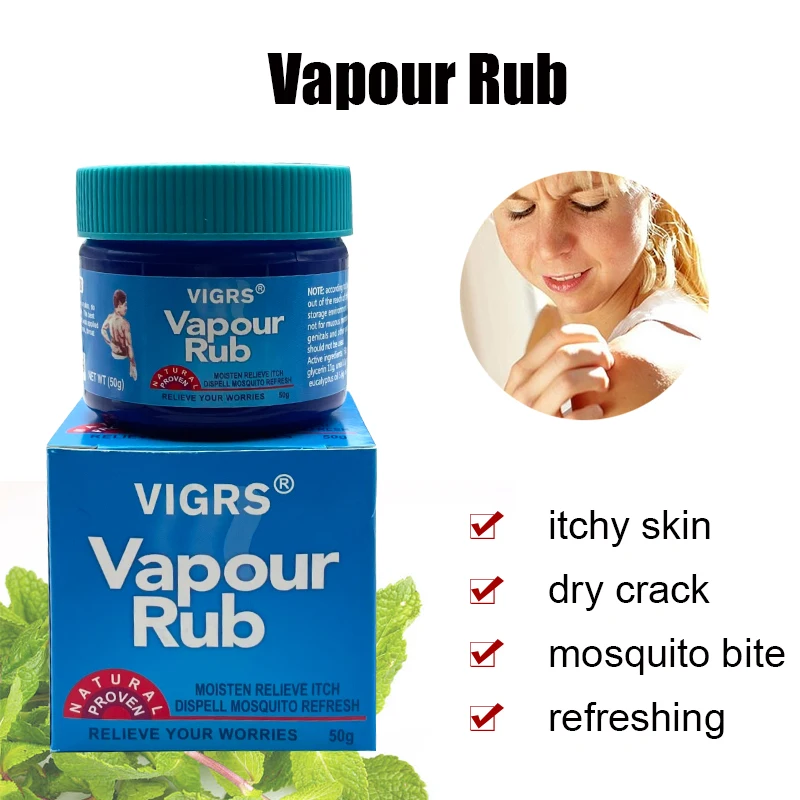 50g Vapour Rub White Cooling Balm Anti Mosquito Relief Headache Toothache Stomachache Menthol Herb Cream Medical Plaster