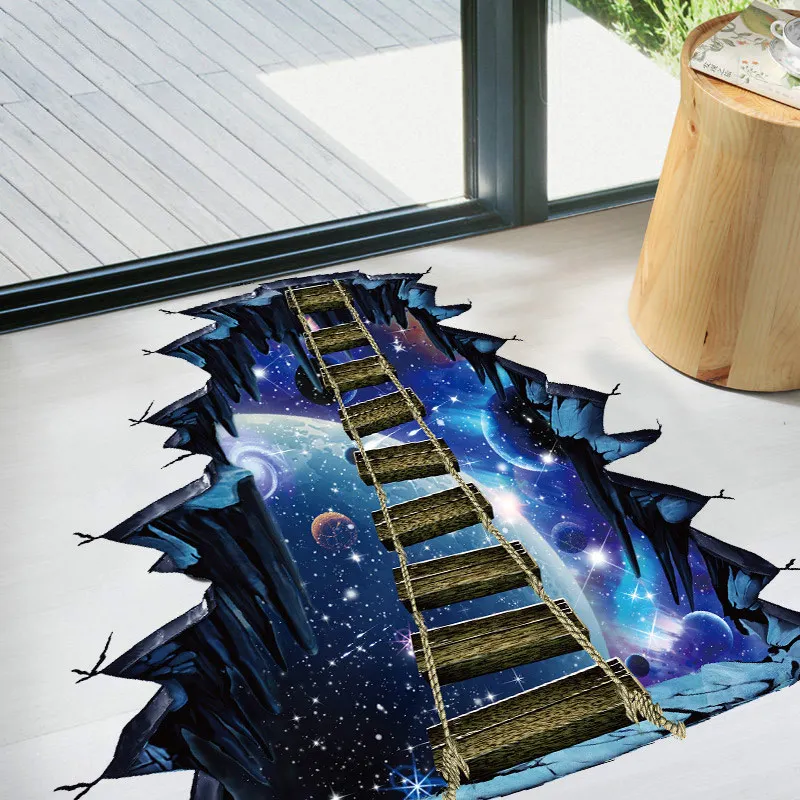 Europejska tapeta 3D naklejka ścienna Galaxy Star Bridge Home Decor naklejki ścienne wymienne naklejki do salonu podłoga tapeta