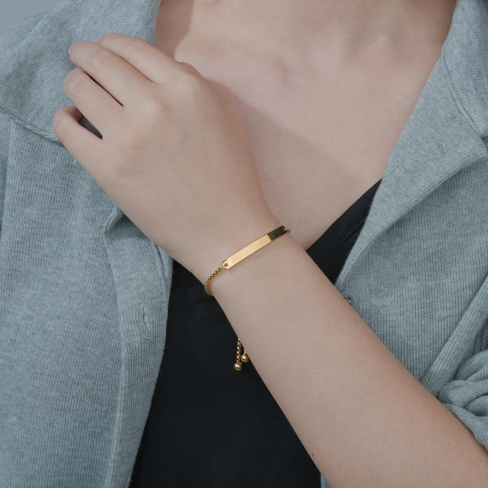 Nextvance Fashion Stainless Steel Adjustable Customized Words Engraving Letter Name Bracelet Gold Color Couple Bangles Jewelry