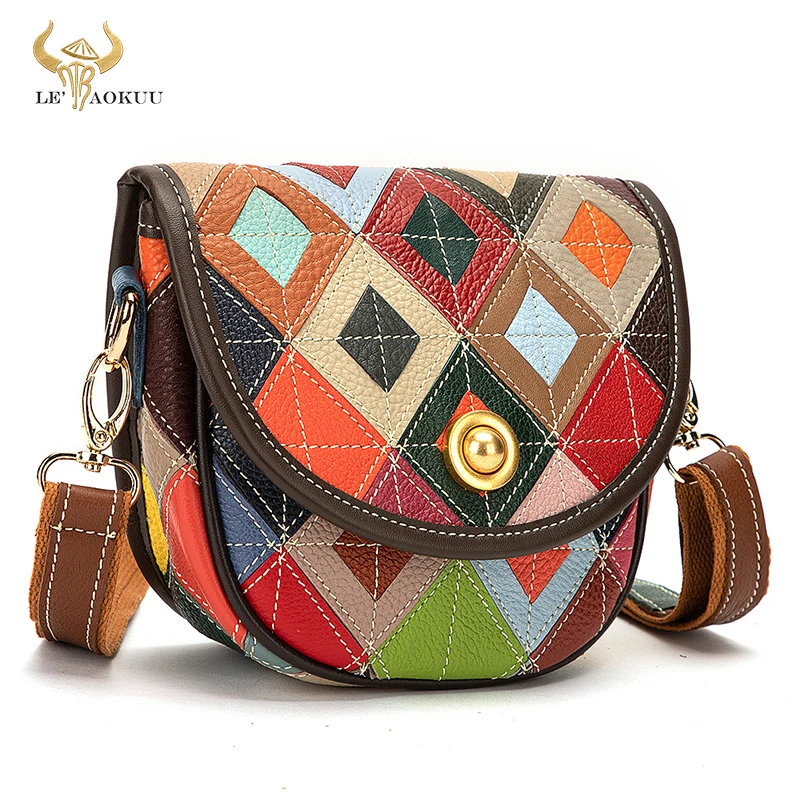 

Top Quality Leather Women's Flower Shopper Mini Purse and Handbag Over The Shoulder bag Fashion Color Block Ladies Tote bag 1121