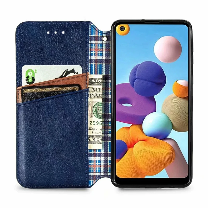 10Pcs Lattice PU Leather Wallet Flip Phone Cover for Samsung Galaxy S24 S23 S22 S21Plus Ultra Note 10 9 X Cover