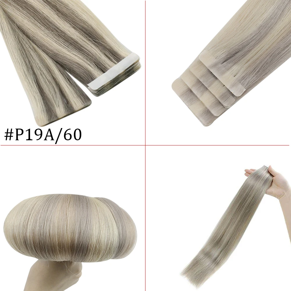 [12 Monate] Unsichtbare nahtlose Injektionsband-Haarverlängerungen, unbehandeltes Haar, weißestes Blond, 10A-Qualität, lange Nutzungsdauer – Detail 14