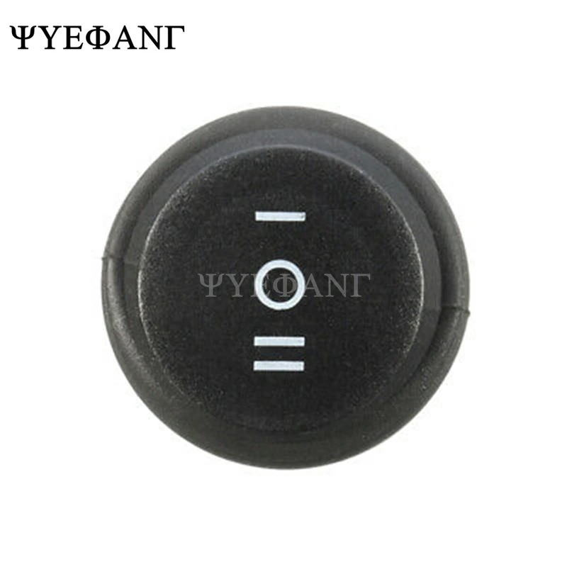 10Pcs 23mm Round Black 3 Pin 10A/125V 6A/250V AC 3 Position SPDT ON-OFF-ON Rocker Switch Snap-in