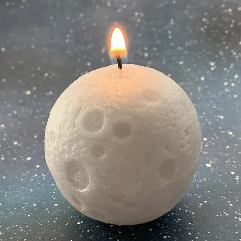 Moon Aromatherapy Candle Silicone Mold Simple Round Spherical Gypsum Epoxy Ornaments DIY Cake Decoration for Party Celebration