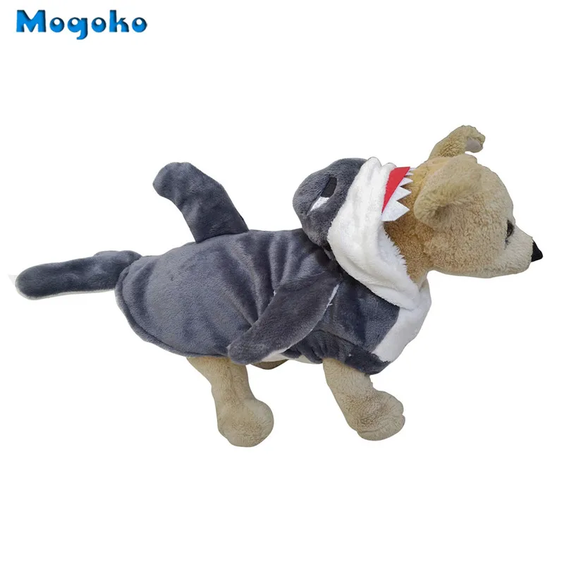 Mogoko 1pc Pet Dog Cosplay Clothes Cute Shark Jaws Fancy Dress Costume Puppy Coat Jacket Outfit Adorable Gray Hoodies S-XL Size