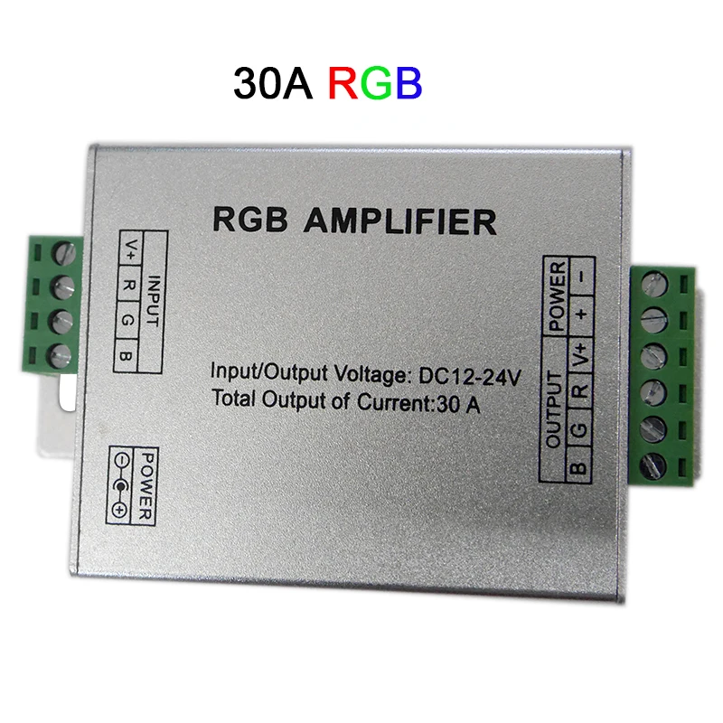 Amplificador LED RGBW/RGB, DC12V-24V, 12A, 24A, 30A, 3 canales, 4 canales de salida, tira de luces LED RGBW/RGB, repetidor de potencia, controlador