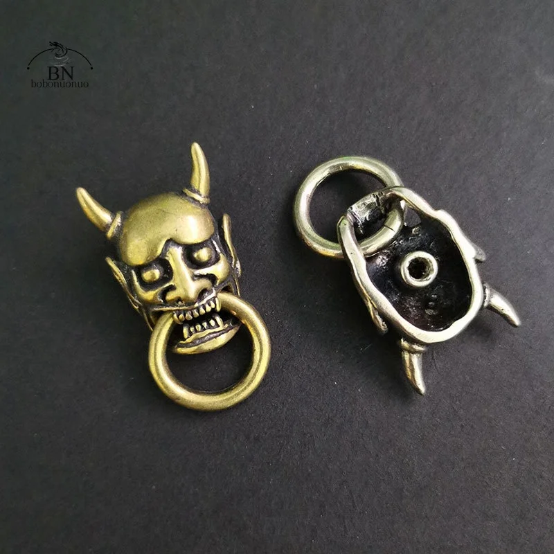 Brass Japanese Ghost Hannya Mask Rivets Connector Decorations Button Vintage DIY Leather Belt Wallet Garment Buckles with Screw