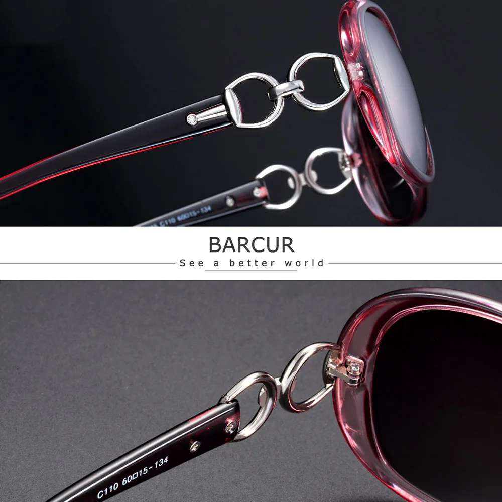 BARCUR Polarized Vintage Women Sunglasses Round Gradient Sun glasses Women UV400 gafas oculos de sol masculino