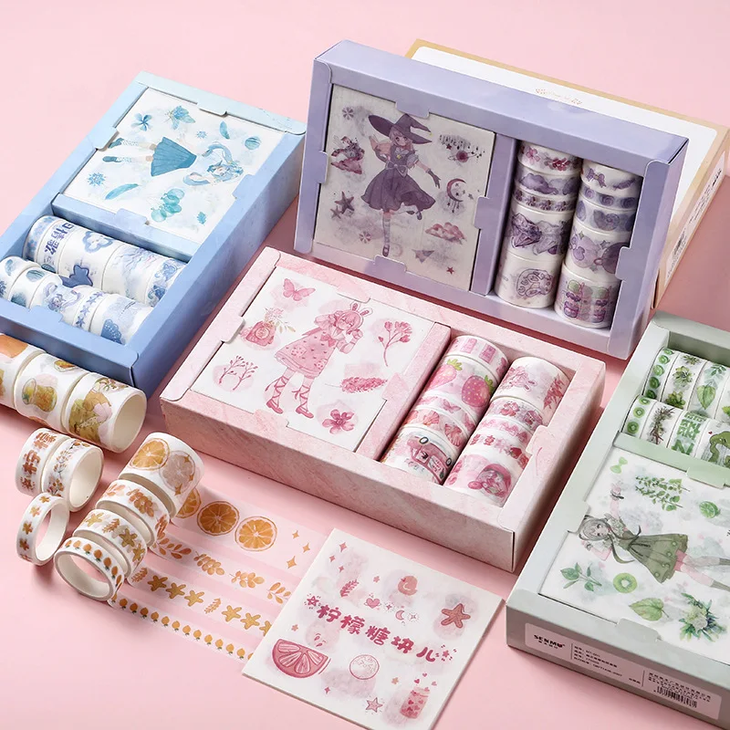 Fita washi criativa de 20 espaços, adesivo de papel cartoon fofo para meninas, diário, álbum de recortes, fabricante, atacado, estacionário