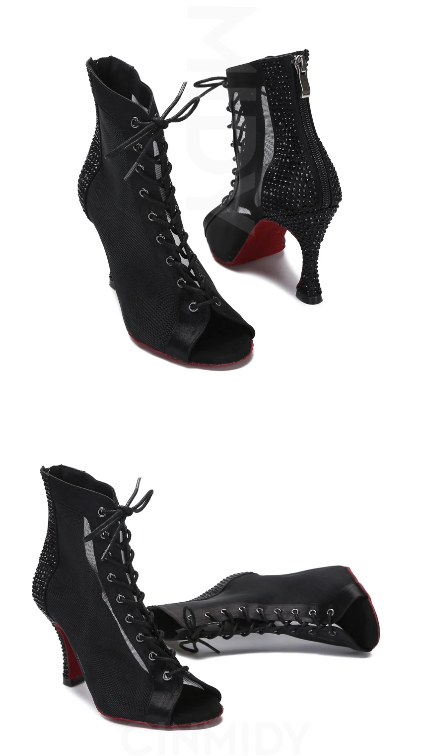 CINMIDY Tanzstiefel Damen Latein Tanzschuhe Tango Pole Dance Schuhe für Frauen Sexy Bauchtanzschuhe Professionelle Ballsaal High Heels – Detail 24