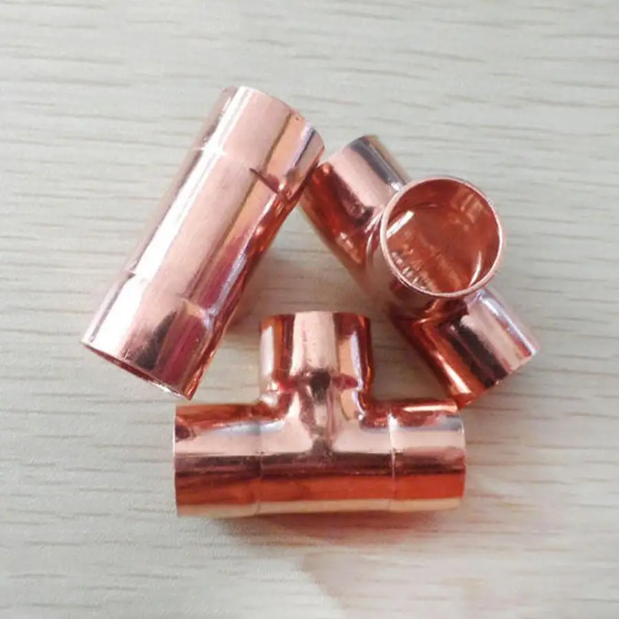 

28mm Inner Dia x1.5mm Thickness Copper Equal Tee Socket Weld End Feed Coupler Plumbing Fitting Water Gas Oil