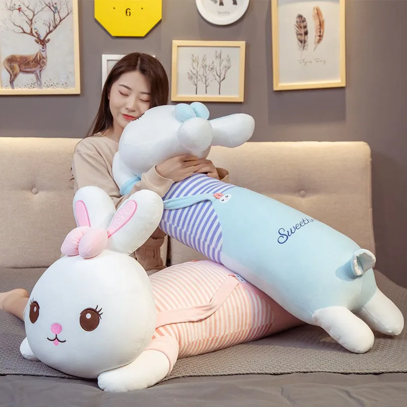 

1pc High Quality Sweet Rabbit Plush Long Pillow Soft Stuffed Cartoon Animal Dressed Bunny Doll Valentine's Gift For Girls Lovers