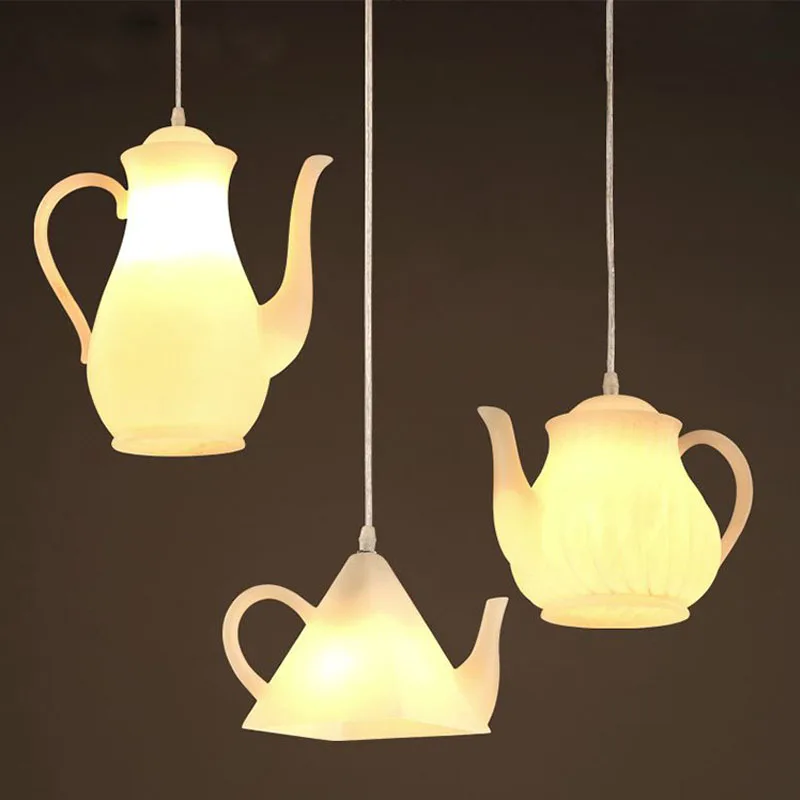 

Modern Resin Teapot Pendant Lights Tea cup Pendant Lamp Kitchen Coffee Hanging Lamp For Dining Room Decor Lighting Fixtures