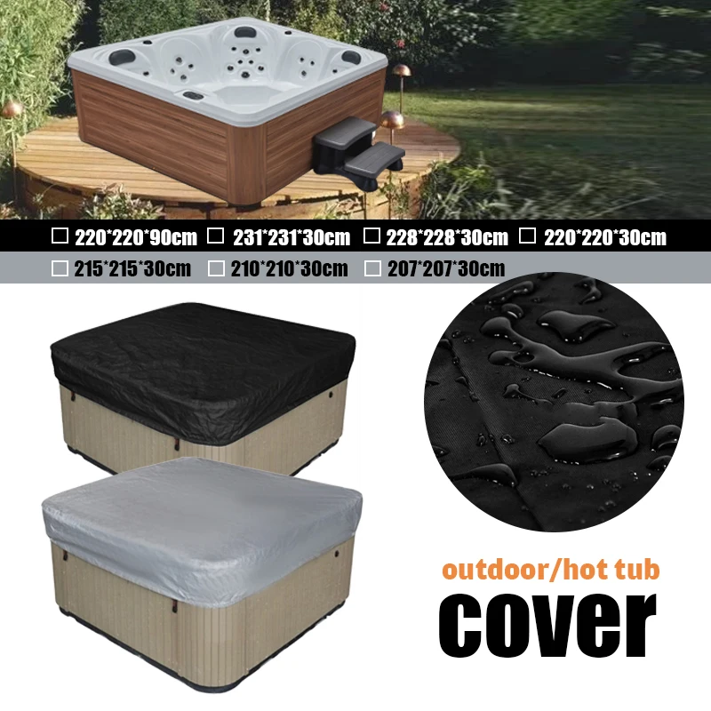 Square Spa Bathtub Swimming Pool Waterproof Cover Outdoor Garden Courtyard Anti-Fall Leaves Anti-UV Spa Hot Tub Dust Protector