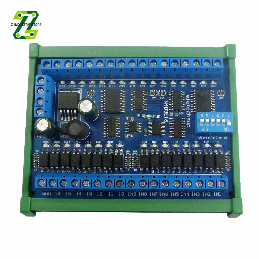 DC 12V 24V RS485 Remote Control Switch 16 Input 16 Output RTU Module PLC IO Expansion Board