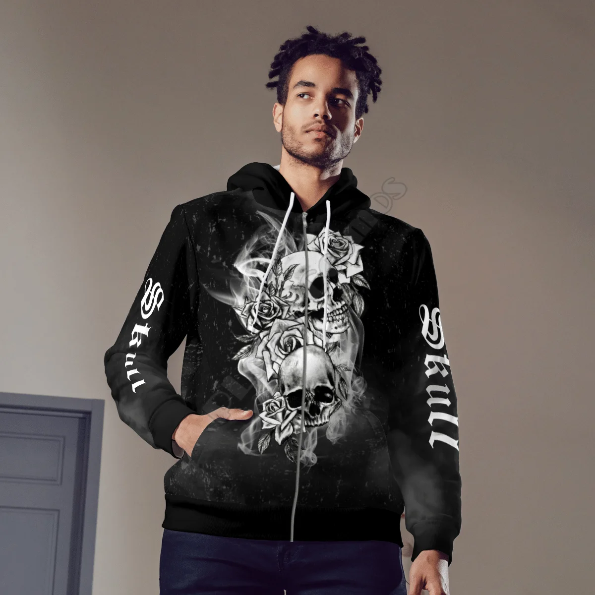 Black Skull Face 3D All Over Printed Hoodies zipper hoodie women For men Pullover streetwear Unisex Shirts