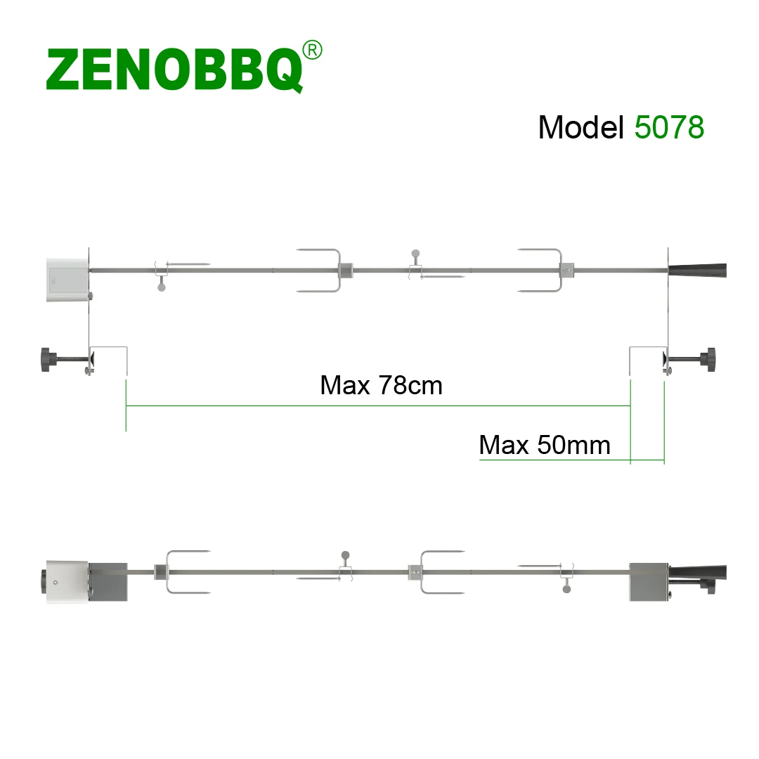 ZENOBBQ BBQ Grill Rotisserie Kit Universal Rotating Spit Turn For Pig Equipment Motor Free Length Adjustment Camping Accessories
