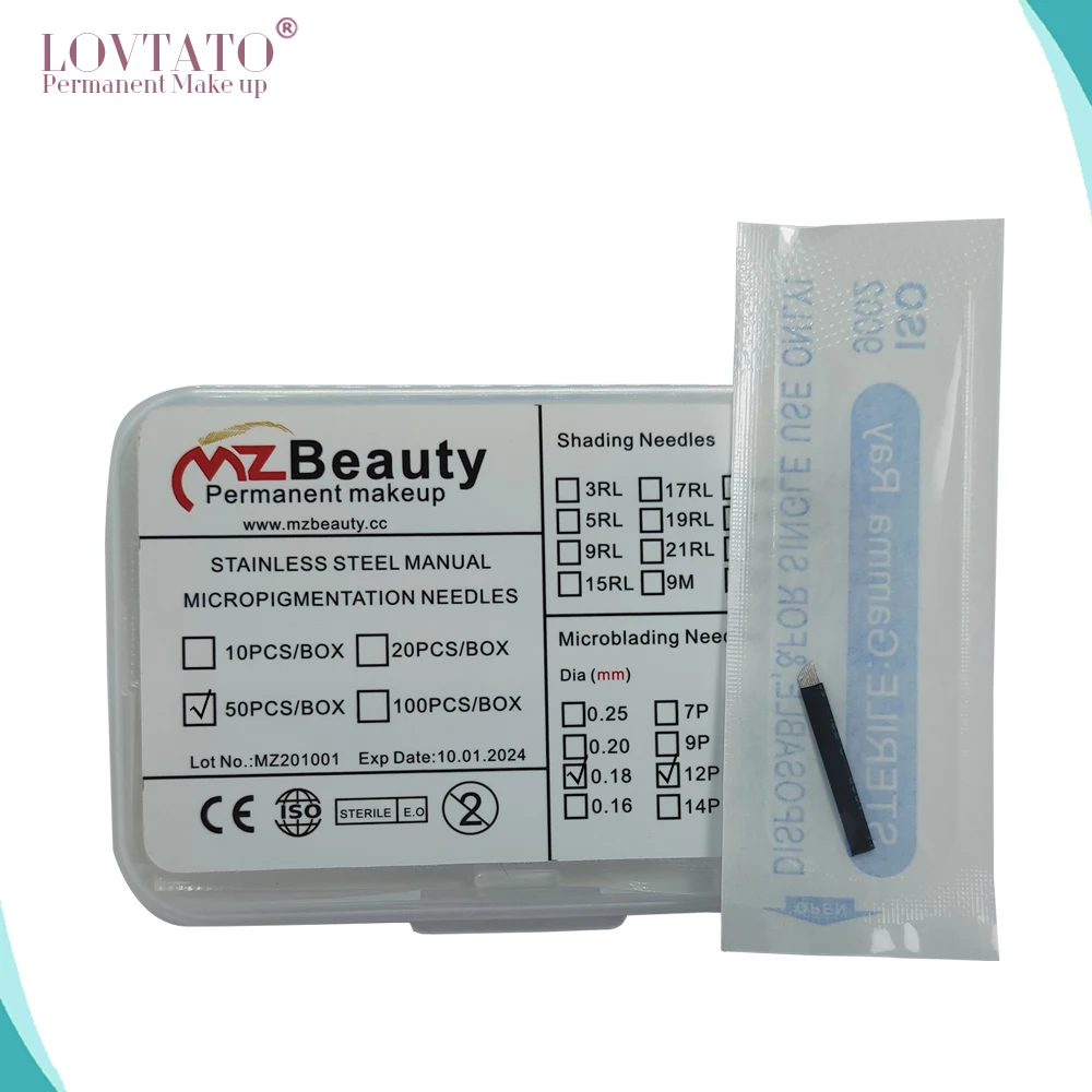 

New 0.18mm Diameter 12 Pin Microblading Needles Blades Tebori Pontas Flexy eyebrow Tattoo Agulhas Agulha Supplies 12Flat Needles