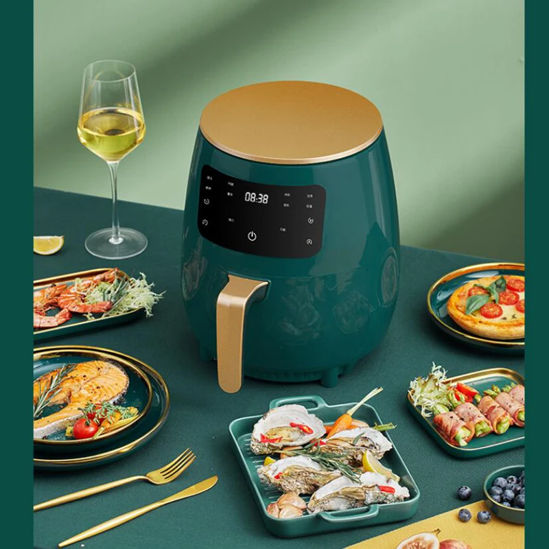 Fritadeira a ar de 1400w, l, grande capacidade, fogão sem óleo para torrefação, fritadeira saudável, pizza, bife, galinha, fogão inteligente, toque elétrico