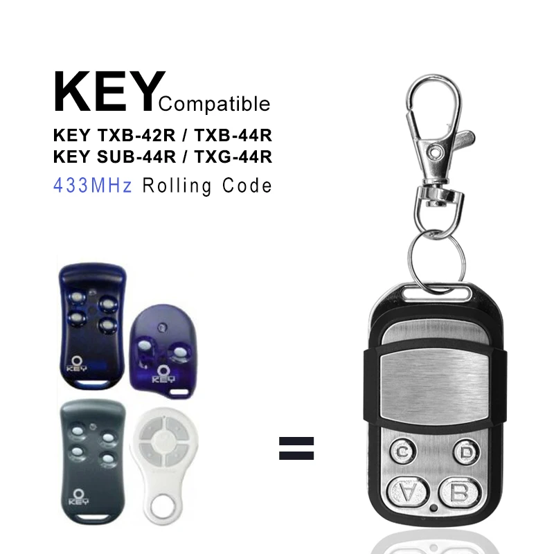 

KEY Garage Door Remote Control 433MHz Rolling Code Compatible KEY TXB-42R TXB-44R TXG-44R SUB-44R For Gate Opener Garage Barrier