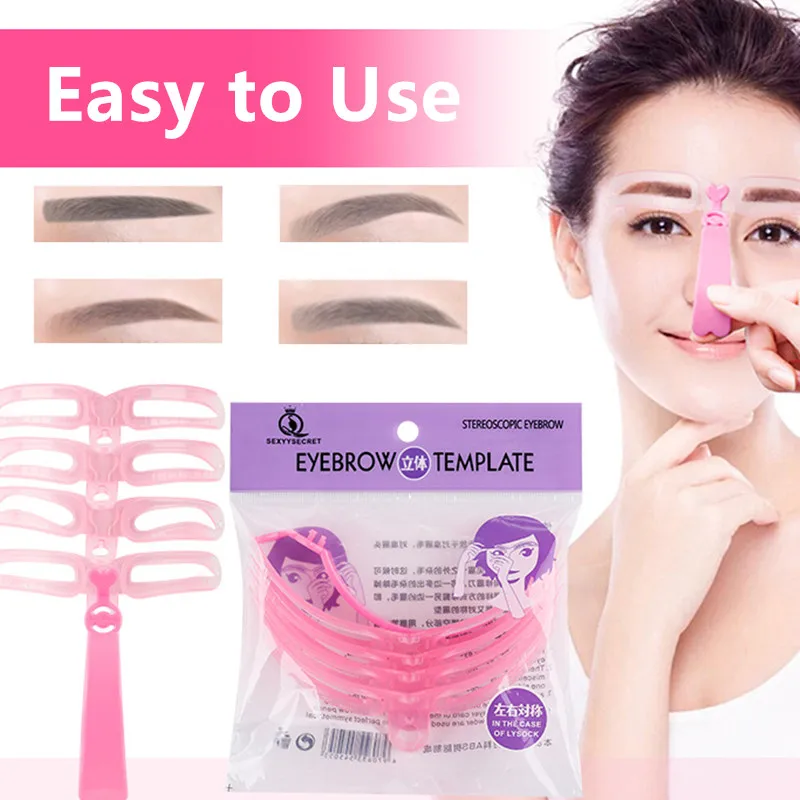 4/8 pcs-Reusable Eyebrow Shaper Template Eyebrow Stencil Card Adjustable 4 in 1 Beauty Makeup Tools