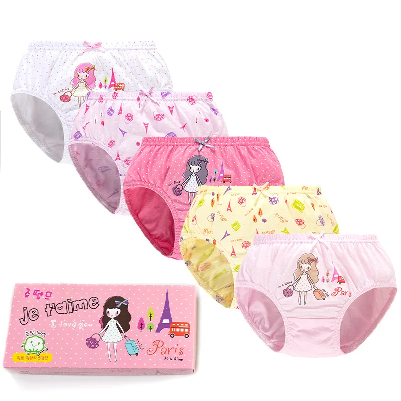 5 Pieces Girls Panties Cotton Girl Underwear Cartoon Children Underpants For Girl 1-14T Soft Kids Briefs Girls Triangle Panty