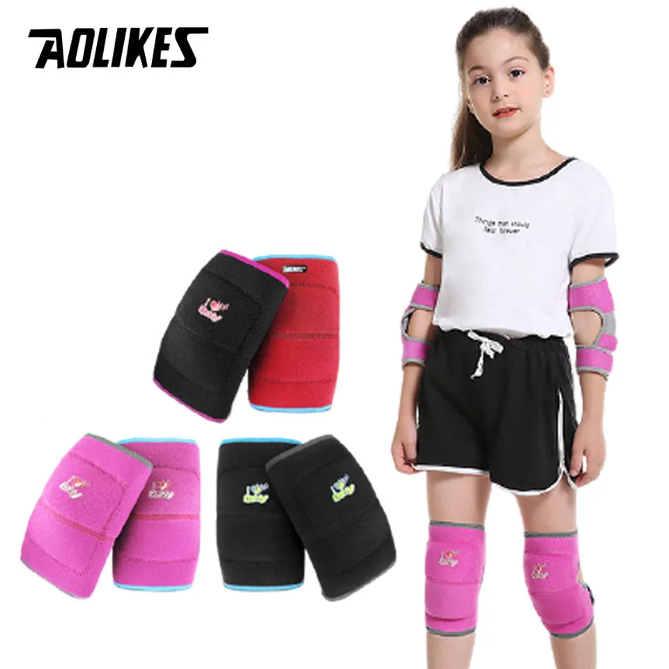 AOLIKES Kids Knee Pads Dance Yoga Tennis Knee Support Brace Sport Gym Kneepad Children Workout Padded Sponge Knee Protection