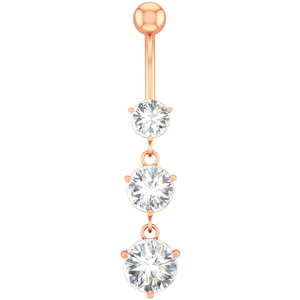 Flower Butterfly Dangled Belly Button Rings, Stainless Steel