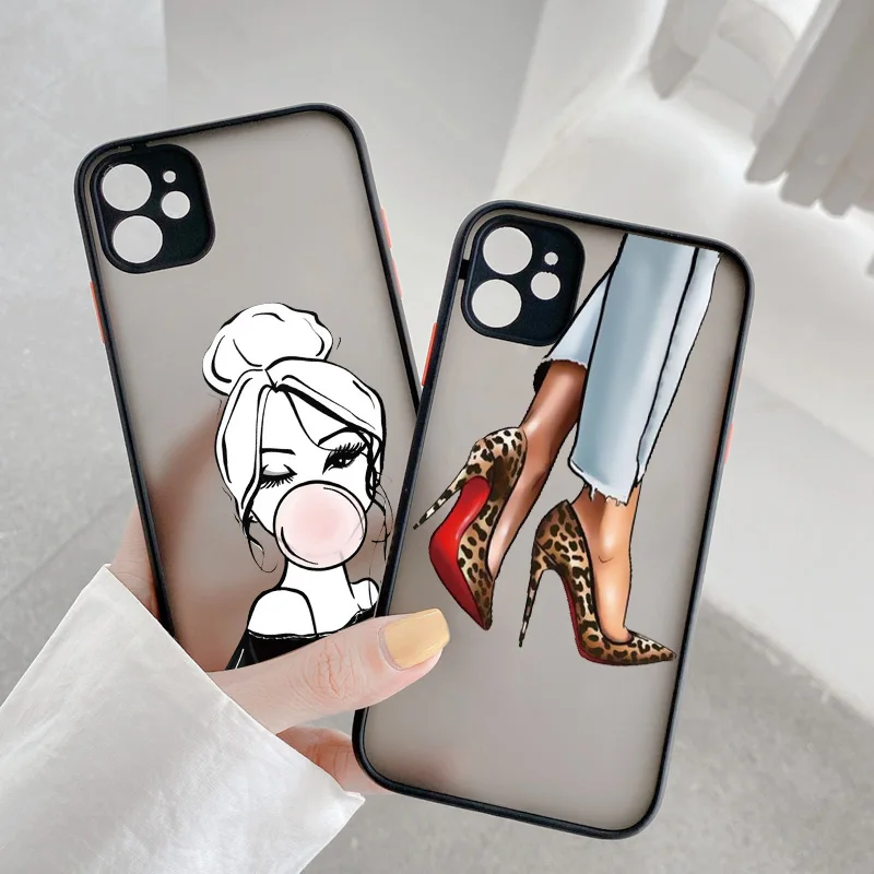 Girl Boss Women Coffee Phone Case For iphone 16 12 11 14 13 15 Pro Max X XS XR SE 2020 7 8 Plus Fashion Lady High Heel Covers