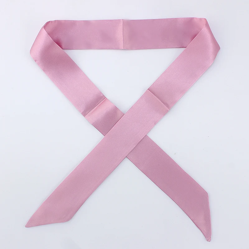 Small Silk Scarf Solid Handle Bag Ribbons Headband female 2021 Fashion Luxury Brand satin Hair Tie Long Scarves