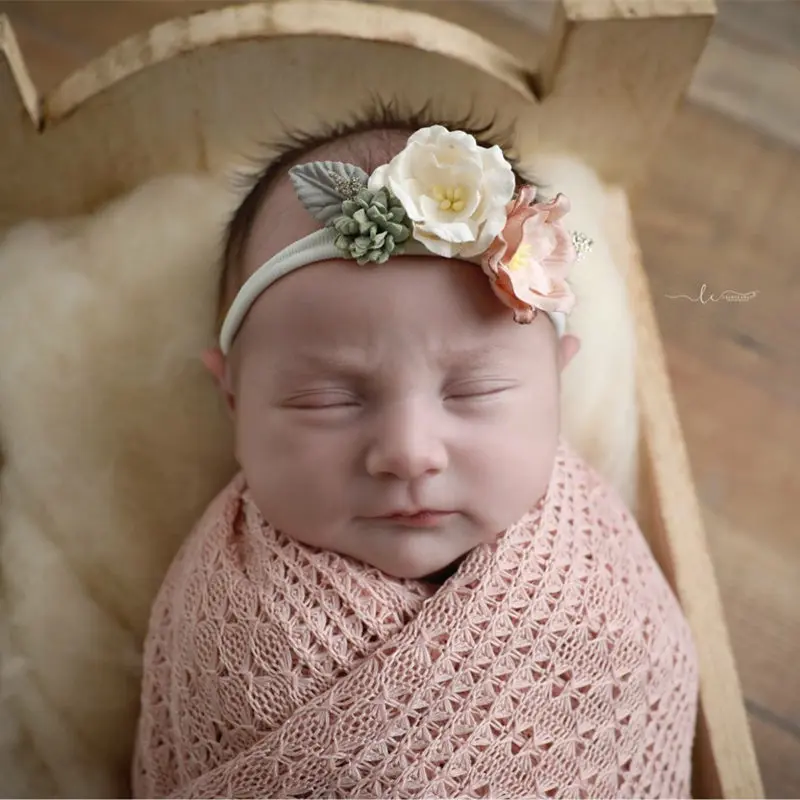 Newborn baby photography props,knit fabric Hollow out lovely pattern swaddle blanket for baby photo props(40*160 cm)