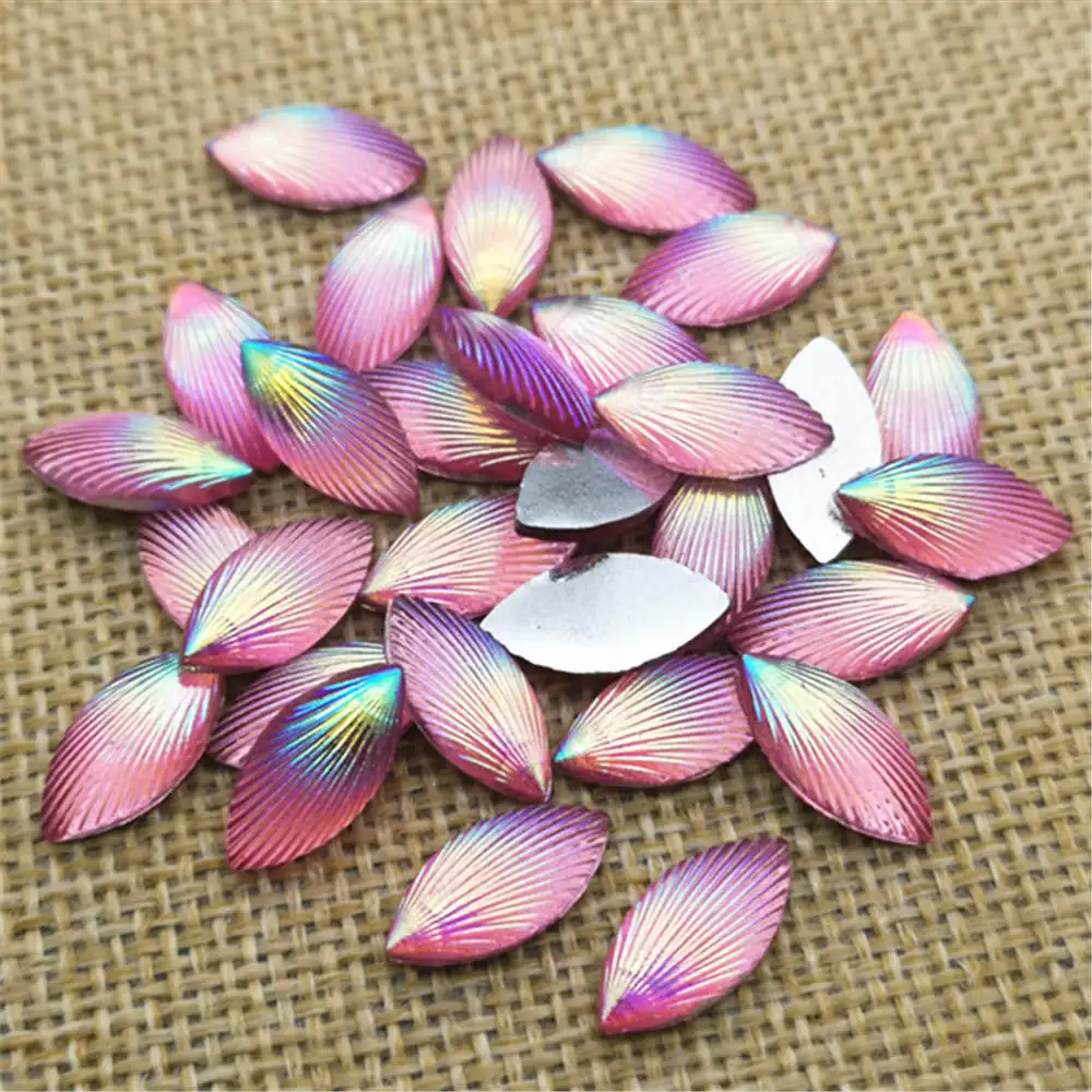 40pcs 7*15mm Acrylic Rhinestone Horse Eye Crystal Flatback Beads No Hole