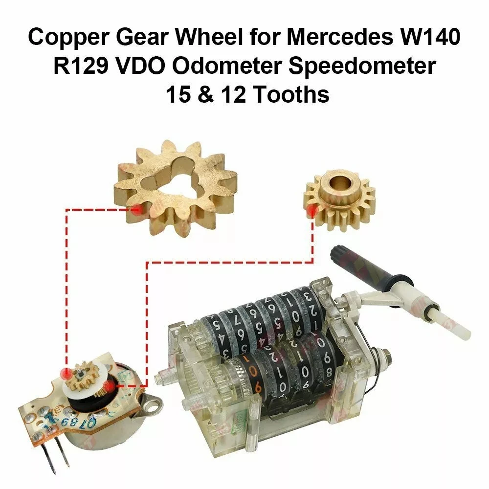 Copper Gear Wheel for Mercedes W140 R129 VDO Odometer Speedometer 15 & 12 Tooths