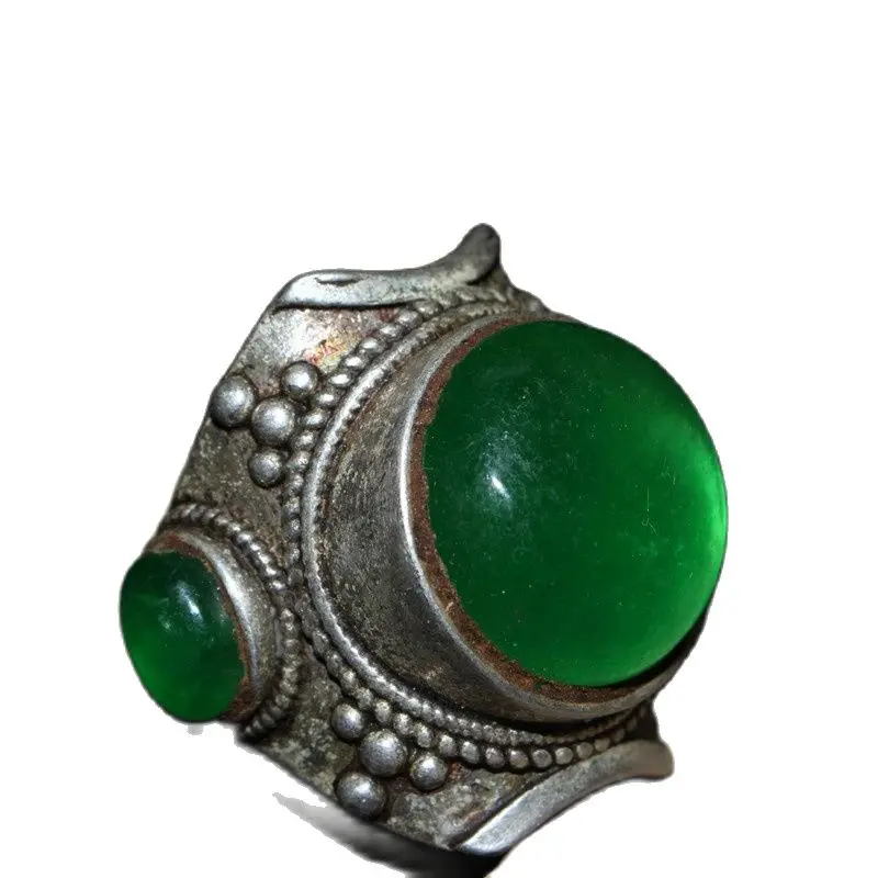 

Китайское старинное серебряное кольцо из жадеита с тремя сторонами мужское серебряное кольцо