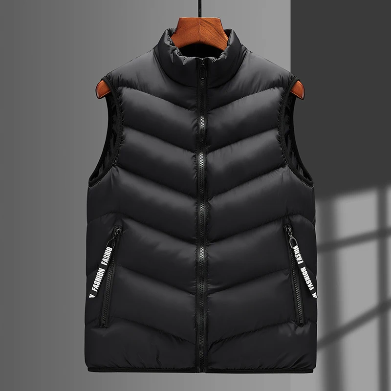 

New Men'S Trend Warm Vest In Autumn And Winter, Thickened Down Cotton Korean Casual Handsome Stand Collar Coat And Waistcoat