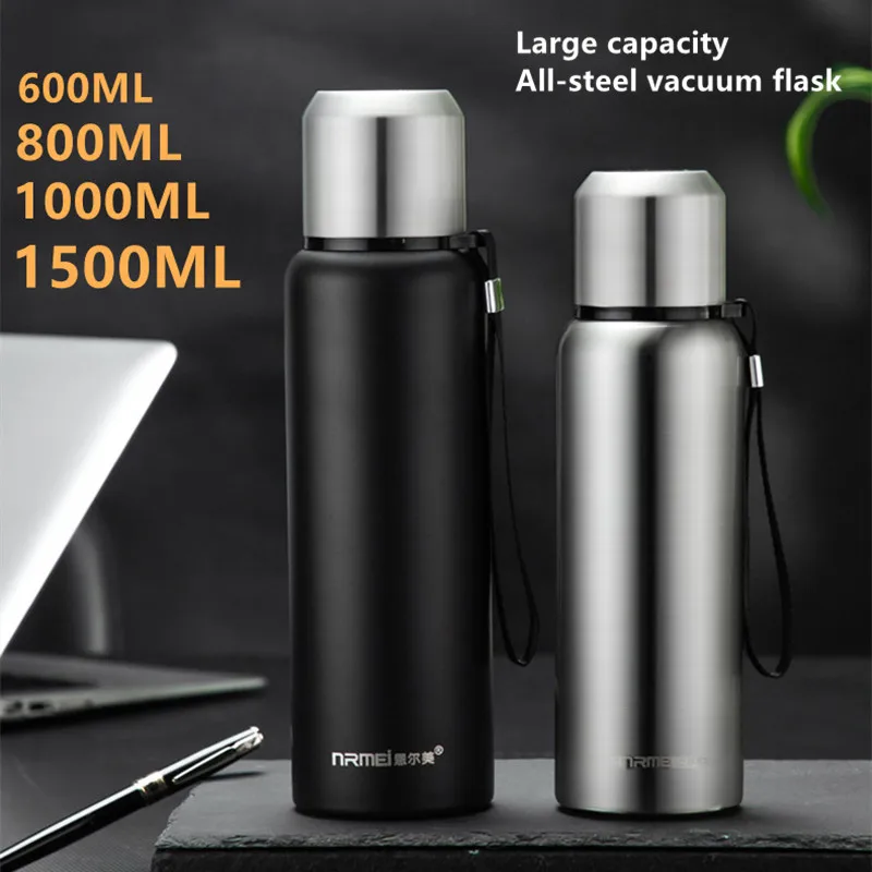 Stainless Steel Thermos Vacuum Flask Outdoor Portable Car Coffee Water Bottle with Filter Insulated Bottle 600/800/1000/1500ML