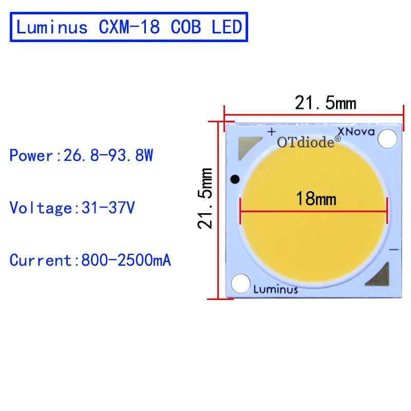 2pcs Luminus CXM-18 ceramics COB LED 90W high power led lamp beads 3000K Warm white light Street lamp wick Downlight source