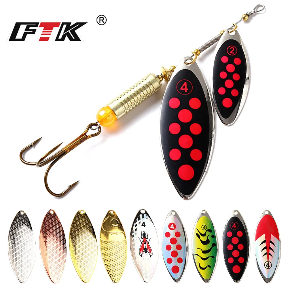 FTK Spinner Bait 1PC Long Cast Coloful Fishing Lures Pesca Spinner Sequin Paillette Fishing Baits with Feather Hook Tackle