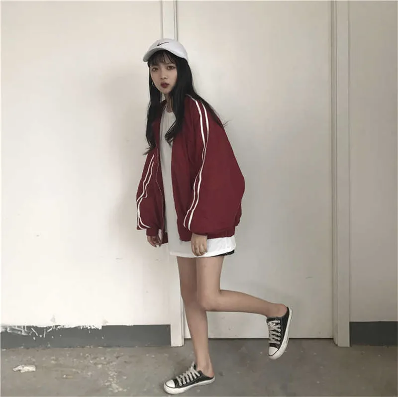 Jackets Women Striped Loose XXL Leisure Simple Harajuku Chic High Street  Colorblock Coat Korean Fashion Jacket Ins Ulzzang New