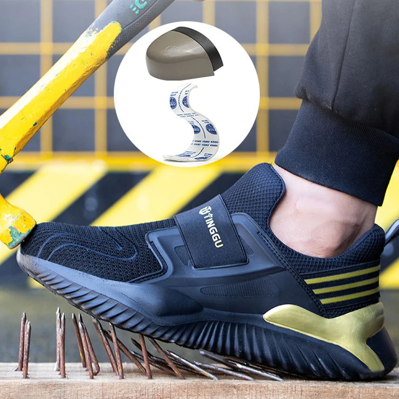 Chaussures de Sécurité Légères avec Capuchon en Acier pour Homme, Baskets de Travail avec Boucle Invisible, 2023